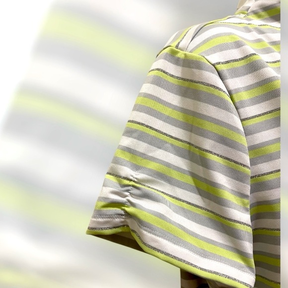 Very Nice Zenergy Golf by Chicos Striped Short Sleeve Top Size 12 or Chicos 2 - Picture 3 of 7